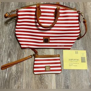 Dooney & Bourke Red and White Striped Purse with Wristlet